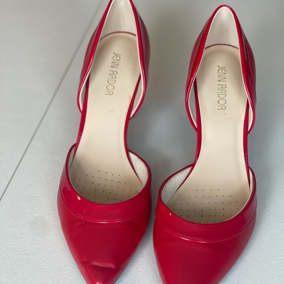 JENN ARDOR Red with Patent Leather trim Women's Pumps Low kitten Heel Pumps Sz 9 - Picture 4 of 16